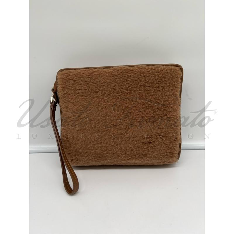 POCHETTE MAX MARA PELLE PELO ALPACA CAMMELLO  | Mercatino dell'Usato Roma parioli 2