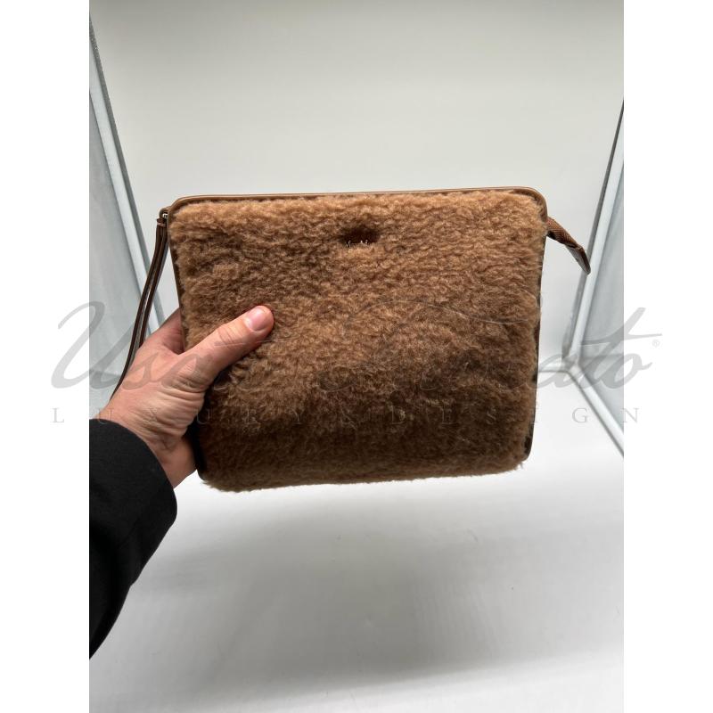 POCHETTE MAX MARA PELLE PELO ALPACA CAMMELLO  | Mercatino dell'Usato Roma parioli 4