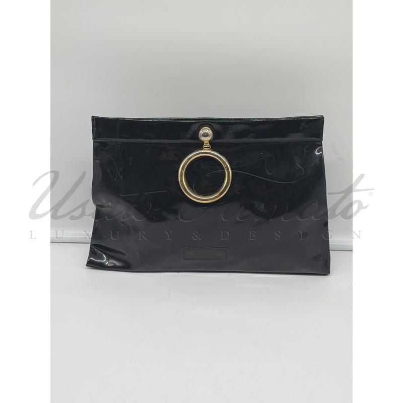 POCHETTE MOSCHINO NERA CERCHIO ORO | Mercatino dell'Usato Roma parioli 1