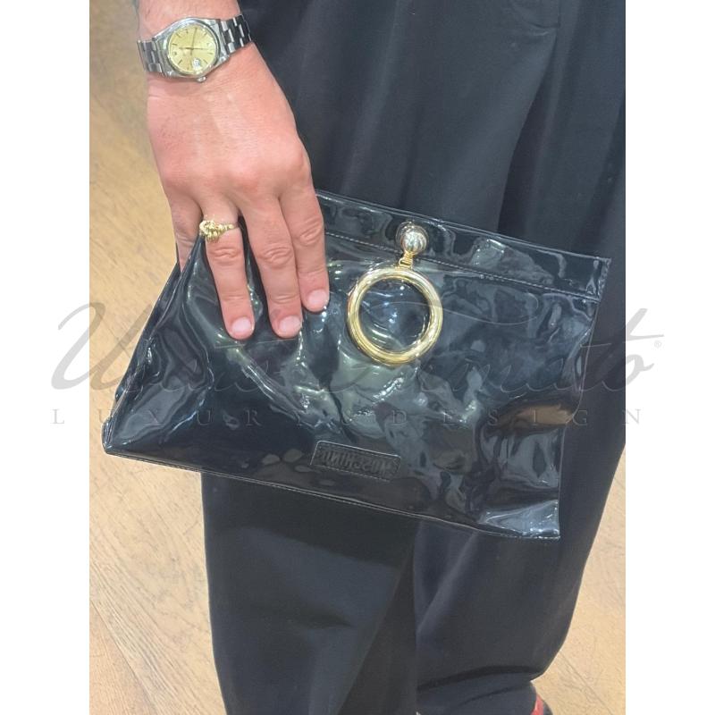 POCHETTE MOSCHINO NERA CERCHIO ORO | Mercatino dell'Usato Roma parioli 4