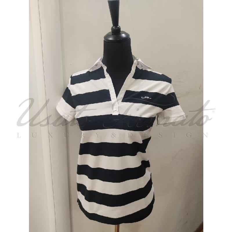 POLO DONNA POLO RALPH LAUREN RIGHE BIANCO NERO TG S | Mercatino dell'Usato Roma parioli 1
