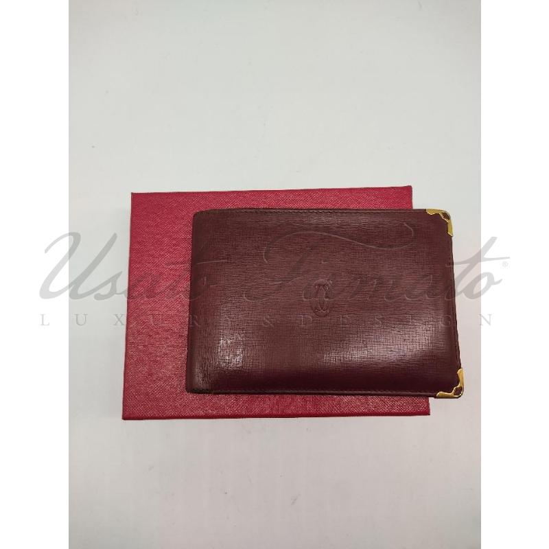 PORTA FOGLIO CARTIER ROSSO PELLE  | Mercatino dell'Usato Roma parioli 1