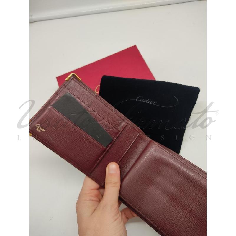 PORTA FOGLIO CARTIER ROSSO PELLE  | Mercatino dell'Usato Roma parioli 3