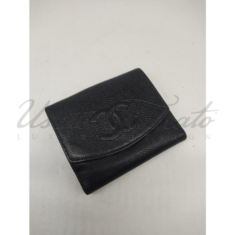 PORTA FOGLIO CHANEL NERO CAVIAR CC DA RIV | Mercatino dell'Usato Roma parioli 4