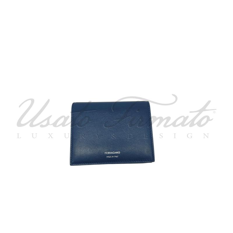 PORTA FOGLIO SALVATORE FERRAGAMO BLU PELLE  | Mercatino dell'Usato Roma parioli 1
