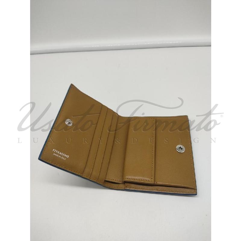 PORTA FOGLIO SALVATORE FERRAGAMO BLU PELLE  | Mercatino dell'Usato Roma parioli 2