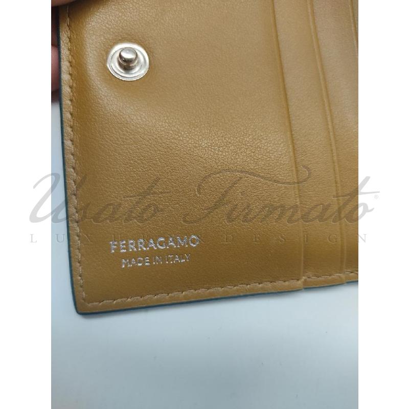 PORTA FOGLIO SALVATORE FERRAGAMO BLU PELLE  | Mercatino dell'Usato Roma parioli 3