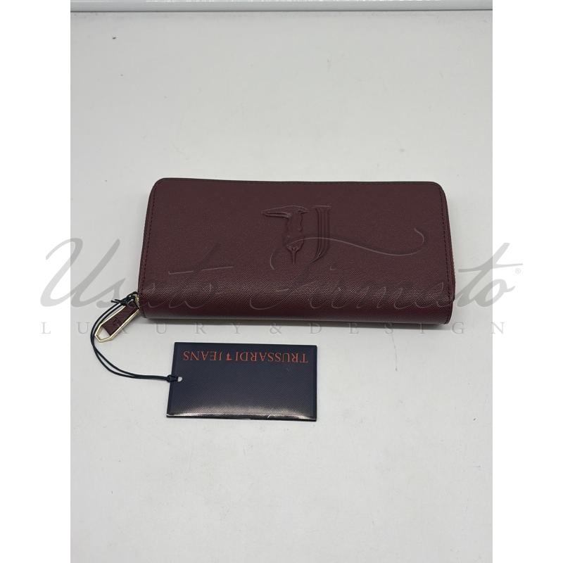 PORTA FOGLIO TRUSSARDI JEANS  BORDEAUX  | Mercatino dell'Usato Roma parioli 1