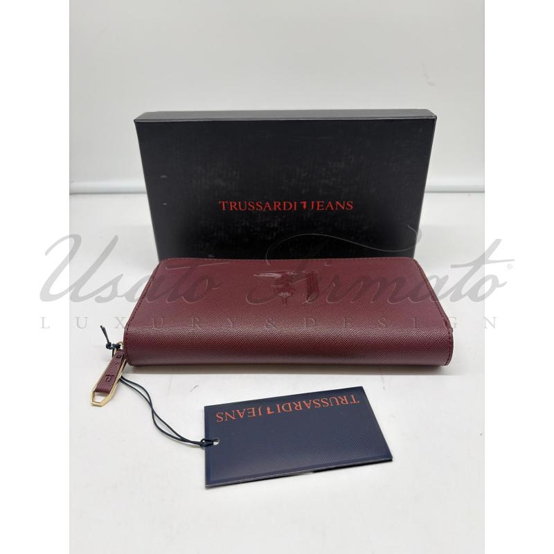 PORTA FOGLIO TRUSSARDI JEANS  BORDEAUX  | Mercatino dell'Usato Roma parioli 2
