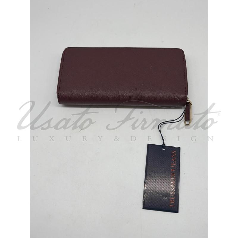 PORTA FOGLIO TRUSSARDI JEANS  BORDEAUX  | Mercatino dell'Usato Roma parioli 3