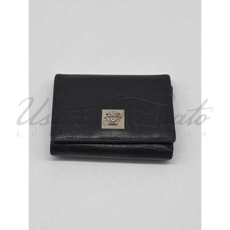 PORTA FOGLIO VERSACE NERO MEDUSA  PELLE | Mercatino dell'Usato Roma parioli 1