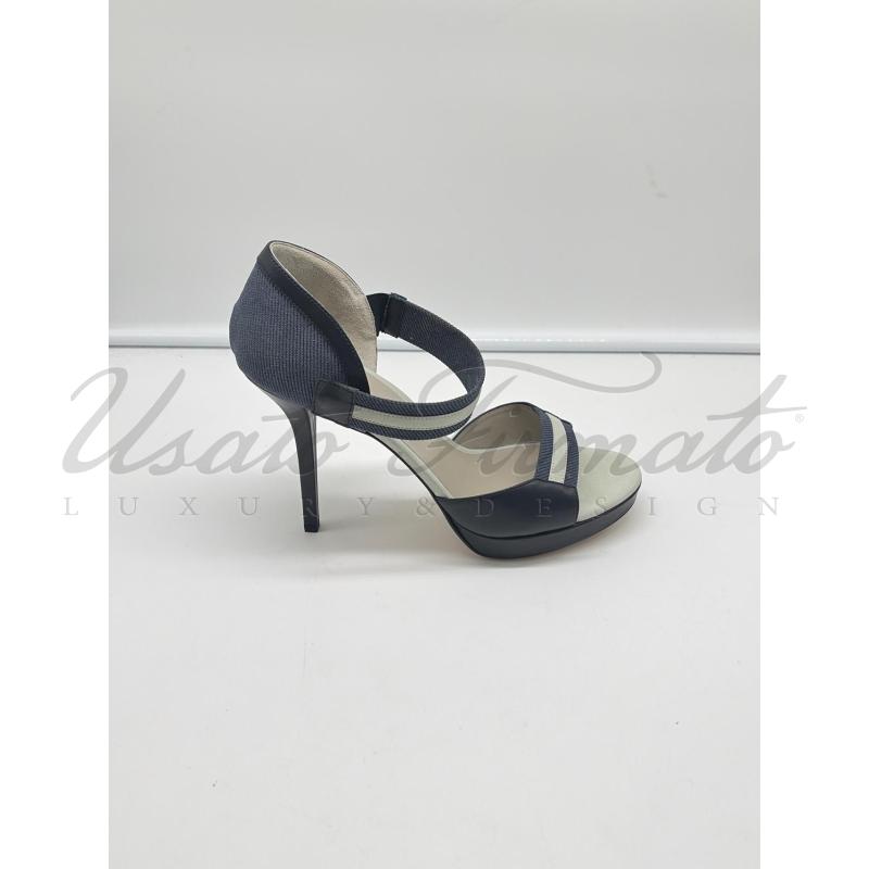 SANDALI DONNA ARMANI COLLEZIONI BLU DENIM TG. 40 | Mercatino dell'Usato Roma parioli 1