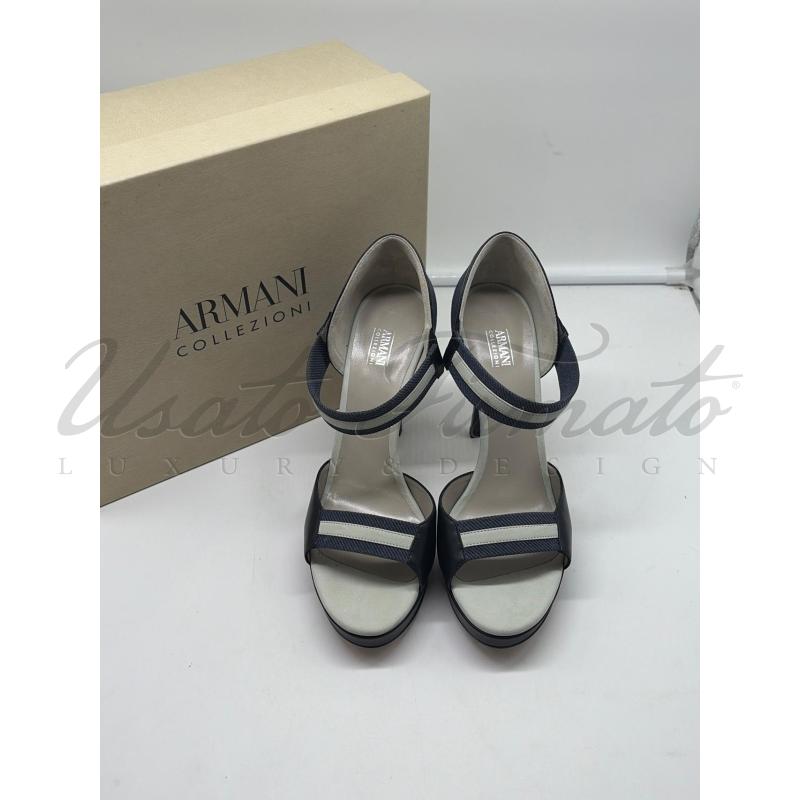 SANDALI DONNA ARMANI COLLEZIONI BLU DENIM TG. 40 | Mercatino dell'Usato Roma parioli 2