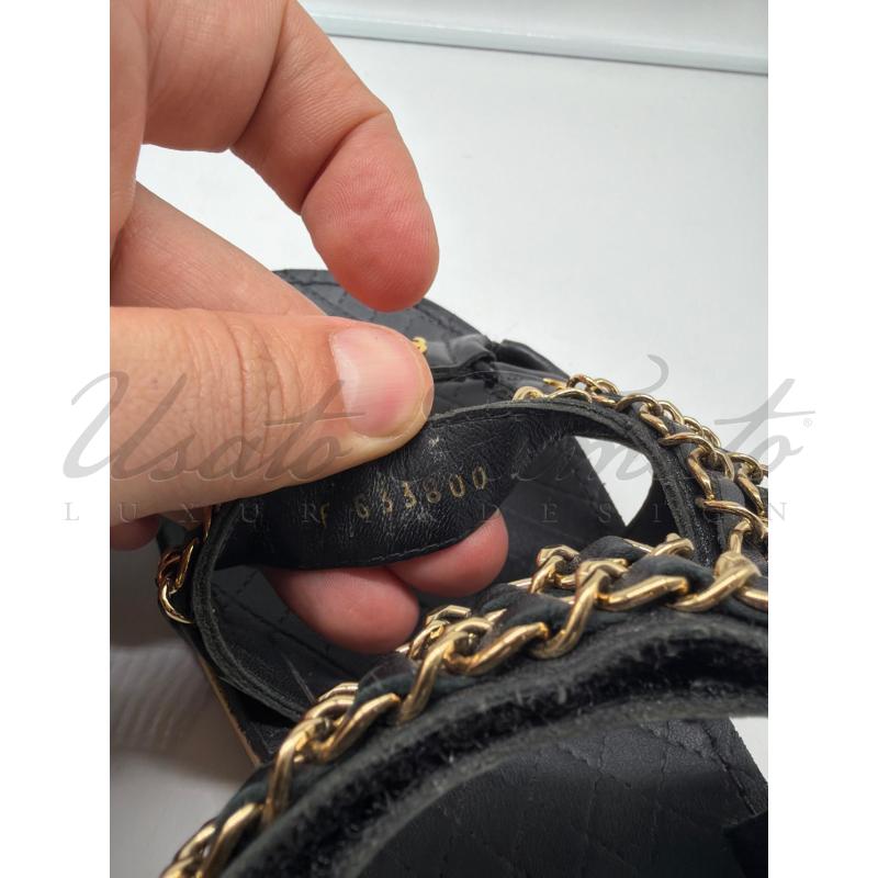 SANDALI DONNA CHANEL CC NERI PELLE TG. 37C | Mercatino dell'Usato Roma parioli 4