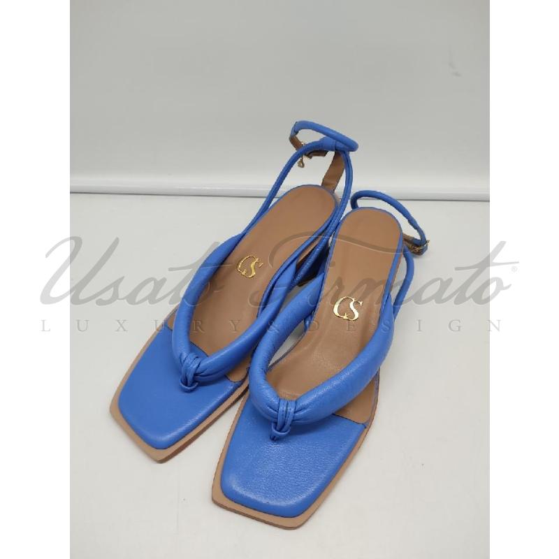 SANDALI DONNA CS AZZURRI  PELLE TG. 39 | Mercatino dell'Usato Roma parioli 2