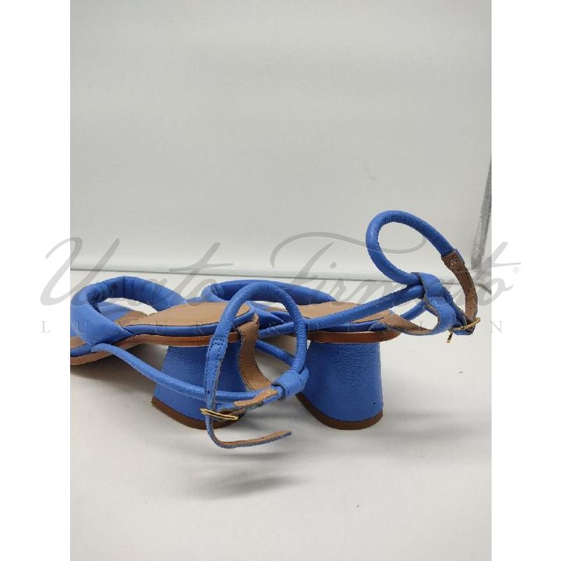 SANDALI DONNA CS AZZURRI  PELLE TG. 39 | Mercatino dell'Usato Roma parioli 3