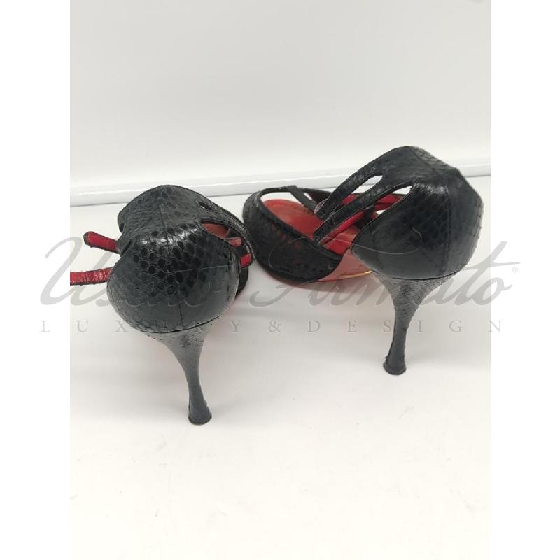 SANDALI DONNA DOLCE&GABBANA NERI RICAMATI TG. 38.5 | Mercatino dell'Usato Roma parioli 3