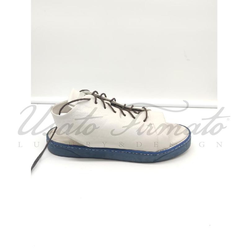 SANDALI DONNA FAUSTO SANTINI PELLE BIANCO BLU TG 40 | Mercatino dell'Usato Roma parioli 1