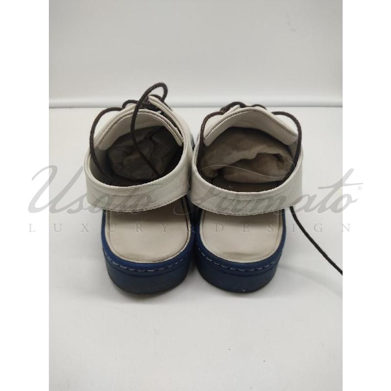 SANDALI DONNA FAUSTO SANTINI PELLE BIANCO BLU TG 40 | Mercatino dell'Usato Roma parioli 3