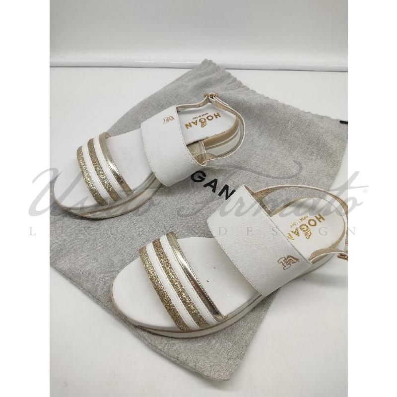 SANDALI DONNA HOGAN BEIGE ORO TG 38 | Mercatino dell'Usato Roma parioli 2