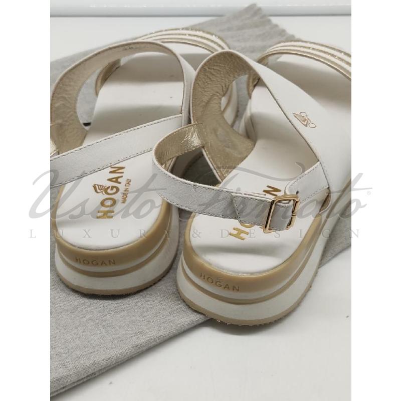 SANDALI DONNA HOGAN BEIGE ORO TG 38 | Mercatino dell'Usato Roma parioli 3