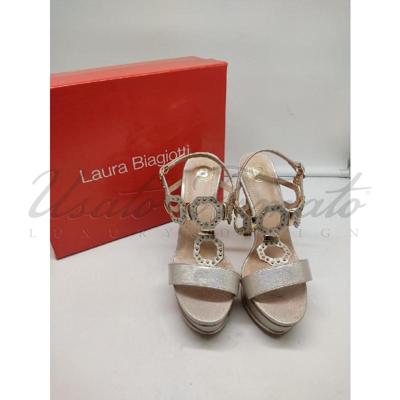 SANDALI DONNA LAURA BIAGIOTTI GHIACCIO GLITTER TG. 38 | Mercatino dell'Usato Roma parioli 2