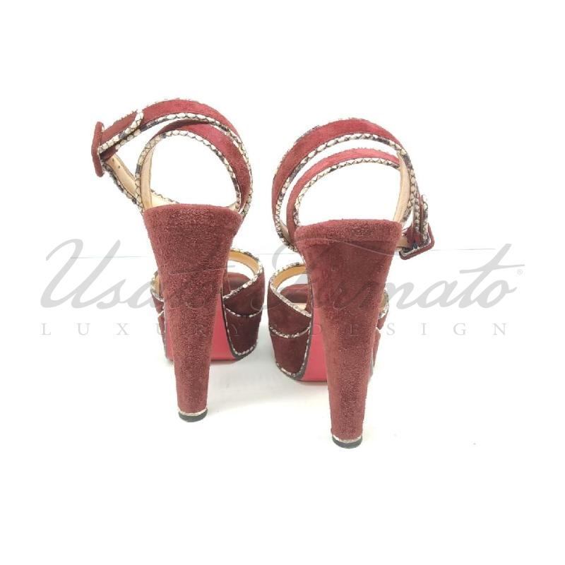 SANDALI DONNA LOUBOUTIN BORDEAUX SUEDE TG. 37 | Mercatino dell'Usato Roma parioli 3