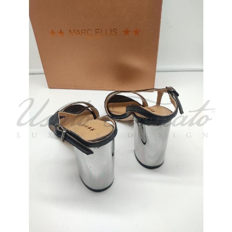 SANDALI DONNA MARC ELLIS NERE ARGENTO TG. 37 | Mercatino dell'Usato Roma parioli 3