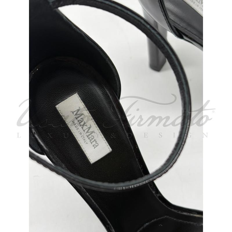 SANDALI DONNA MAX MARA NERI VERNICE TG. 38 | Mercatino dell'Usato Roma parioli 4