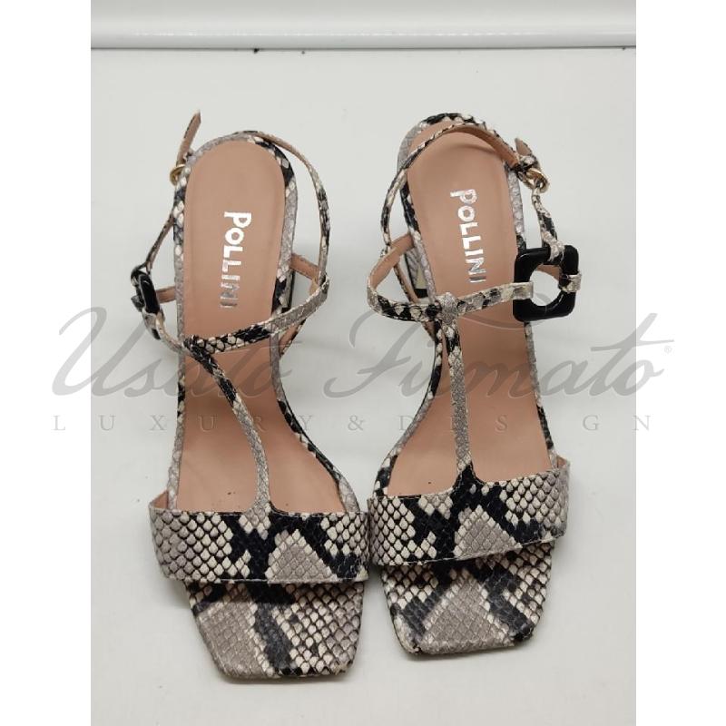 SANDALI DONNA POLLINI GRIGIO EFFETTO PITONE TG. 40 | Mercatino dell'Usato Roma parioli 2