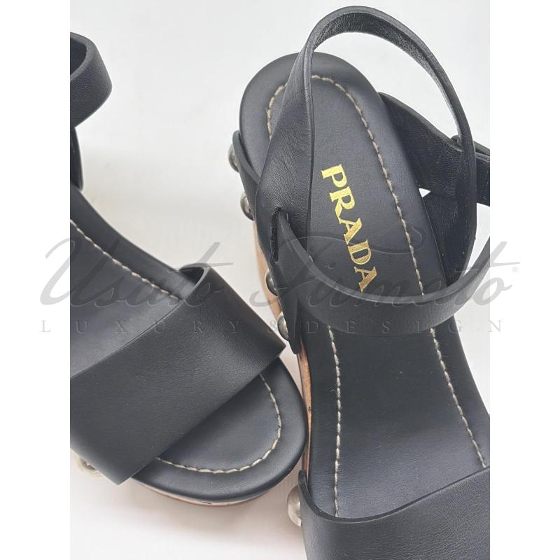 SANDALI DONNA PRADA NER PELLE SUGHERO TG. 37 | Mercatino dell'Usato Roma parioli 4