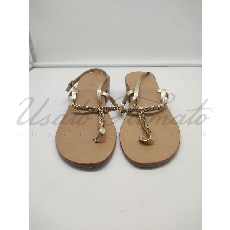 SANDALI DONNA SANDROPE BEIGE STRASS TG. 38 | Mercatino dell'Usato Roma parioli 2