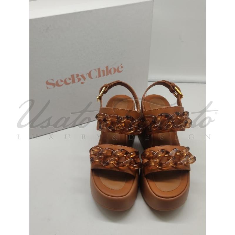 SANDALI DONNA SEE BY CHLOE MARRONE TG 39 | Mercatino dell'Usato Roma parioli 2