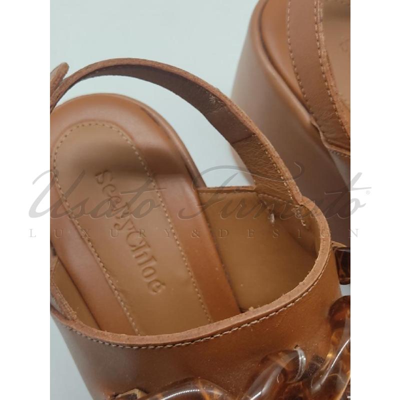 SANDALI DONNA SEE BY CHLOE MARRONE TG 39 | Mercatino dell'Usato Roma parioli 4