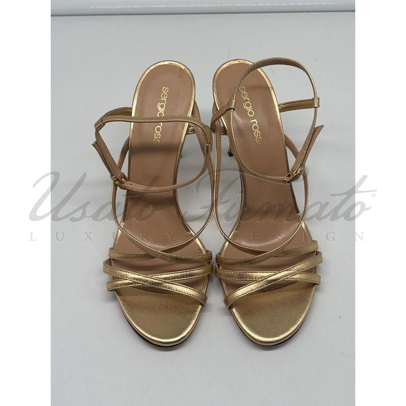 SANDALI DONNA SERGIO ROSSI ORO TG. 38 | Mercatino dell'Usato Roma parioli 2