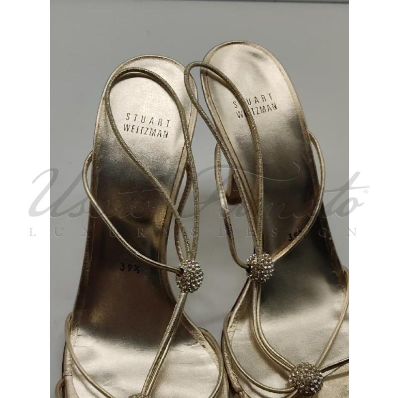 SANDALI DONNA STUART WEITZMAN ORO TG. 39.5 | Mercatino dell'Usato Roma parioli 4