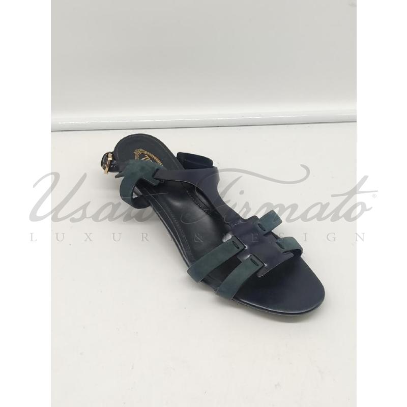 SANDALI DONNA TOD S VERDE BLU TG 38 | Mercatino dell'Usato Roma parioli 1
