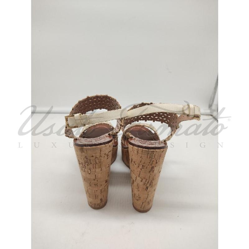 SANDALI DONNA TORY BURCH PELLE BIANCA TG 36 | Mercatino dell'Usato Roma parioli 3