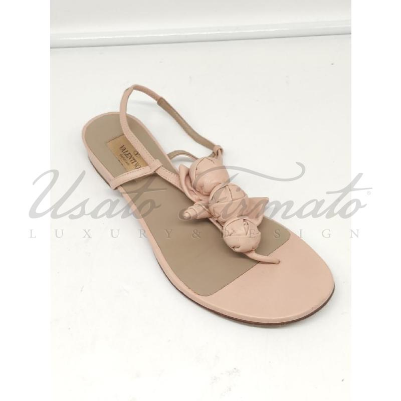 SANDALI DONNA VALENTINO GARAVANI ROSA PELLE TG. 37.5 | Mercatino dell'Usato Roma parioli 1