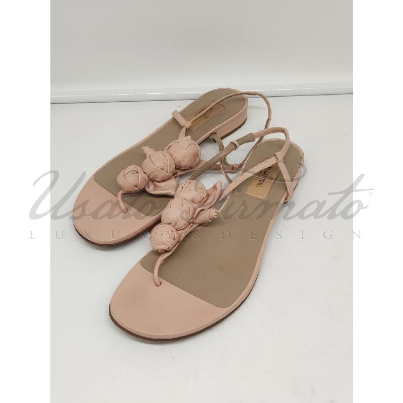 SANDALI DONNA VALENTINO GARAVANI ROSA PELLE TG. 37.5 | Mercatino dell'Usato Roma parioli 2