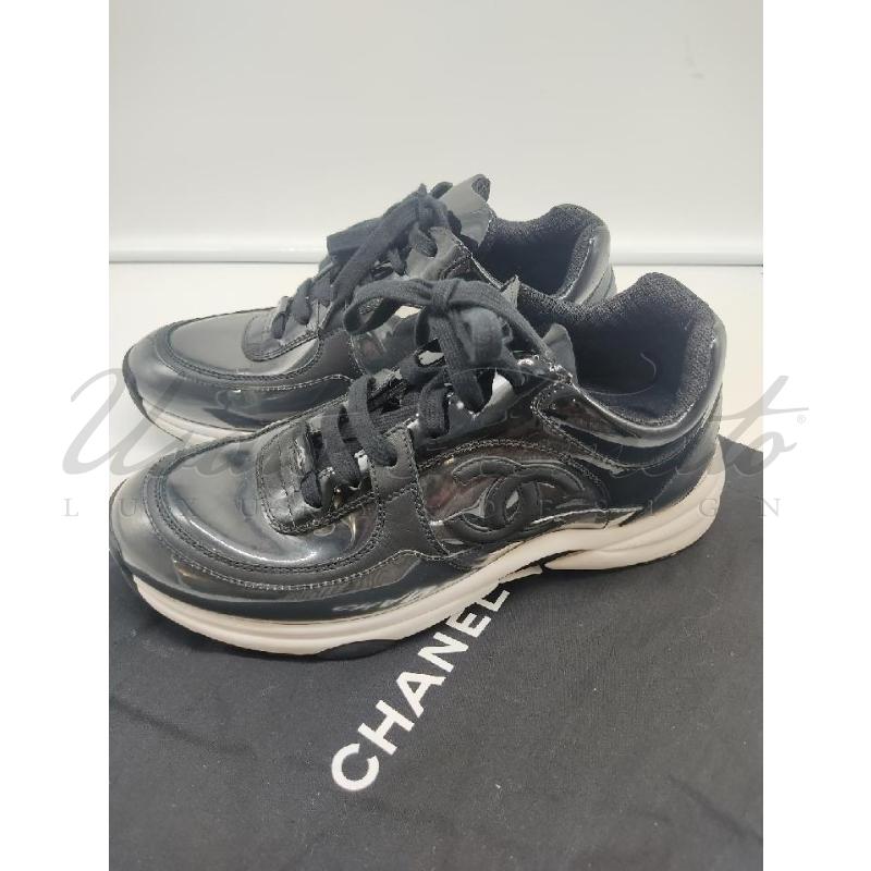 SCARPE DONNA CHANEL NERE LUCIDE TRASPARENTI TG. 37.5 | Mercatino dell'Usato Roma parioli 2