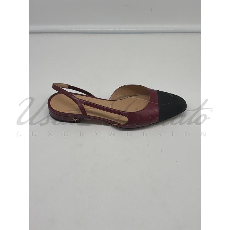 SCARPE DONNA CHANEL SLINGBACK BORDEAUX PELLE TG. 38C AG31319 | Mercatino dell'Usato Roma parioli 1