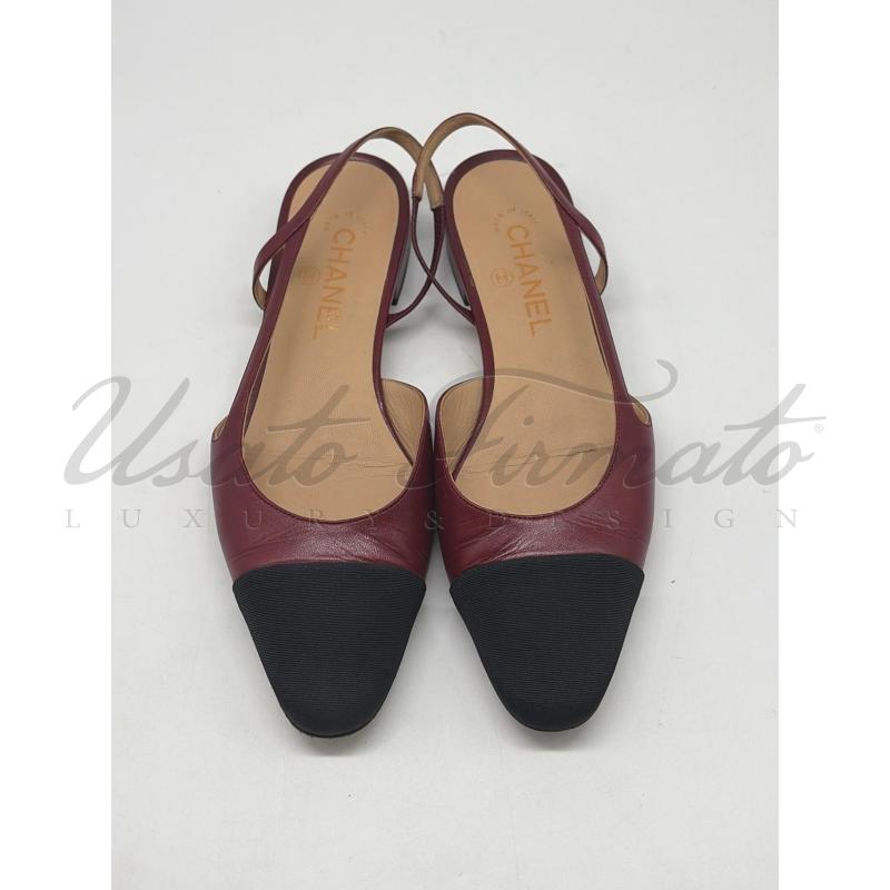 SCARPE DONNA CHANEL SLINGBACK BORDEAUX PELLE TG. 38C AG31319 | Mercatino dell'Usato Roma parioli 2