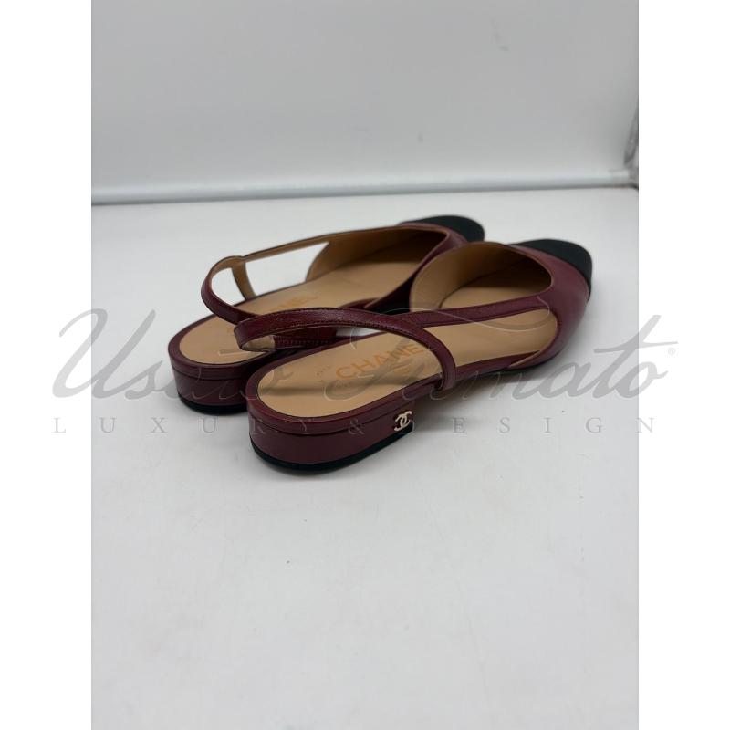 SCARPE DONNA CHANEL SLINGBACK BORDEAUX PELLE TG. 38C AG31319 | Mercatino dell'Usato Roma parioli 3