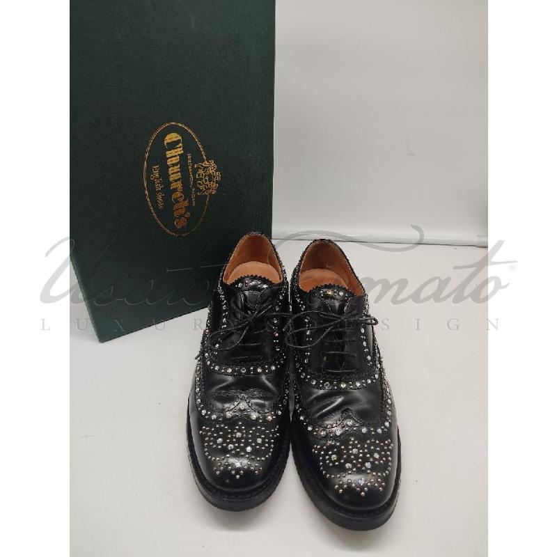 SCARPE DONNA CHURCH S MOCASSINO NERO STRASS TG 37 | Mercatino dell'Usato Roma parioli 2