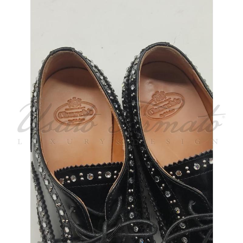 SCARPE DONNA CHURCH S MOCASSINO NERO STRASS TG 37 | Mercatino dell'Usato Roma parioli 4