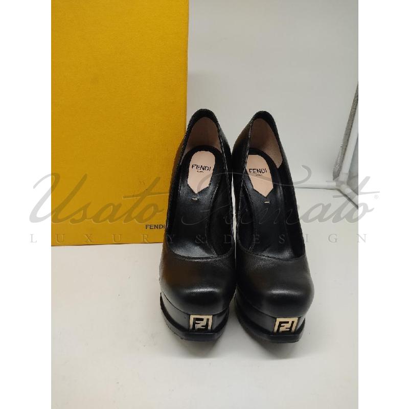 SCARPE DONNA FENDI FF NERE PELLE TG. 35.5 | Mercatino dell'Usato Roma parioli 2