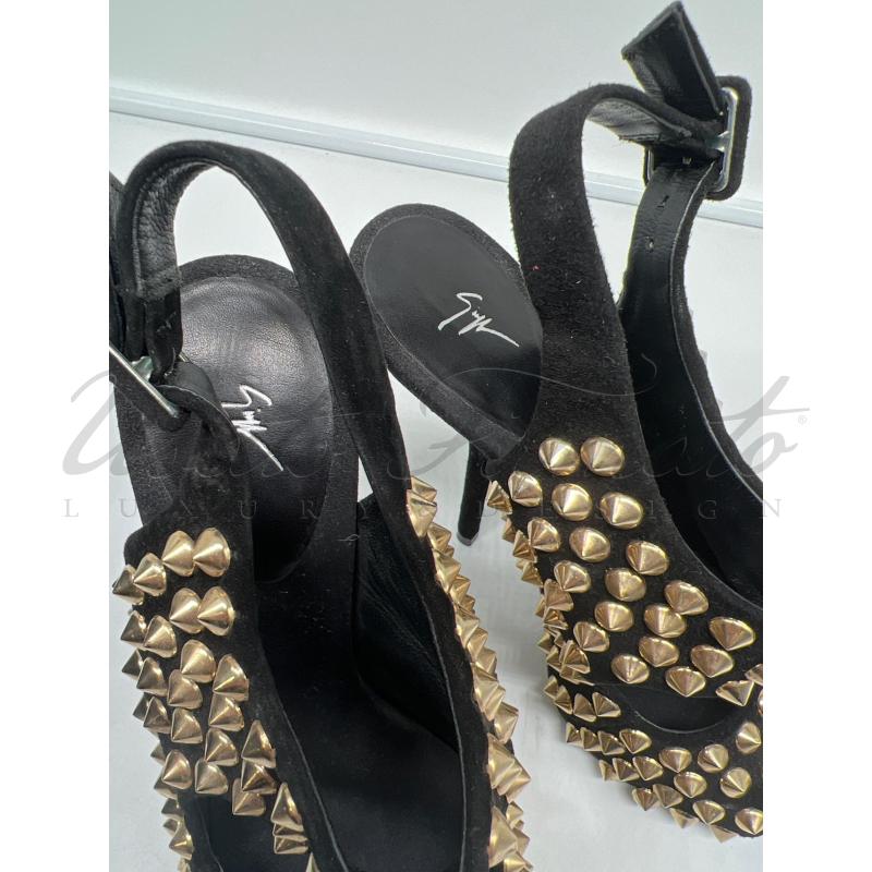 SCARPE DONNA GIUSEPPE ZANOTTI NERE BORCHIE TG. 39 | Mercatino dell'Usato Roma parioli 4