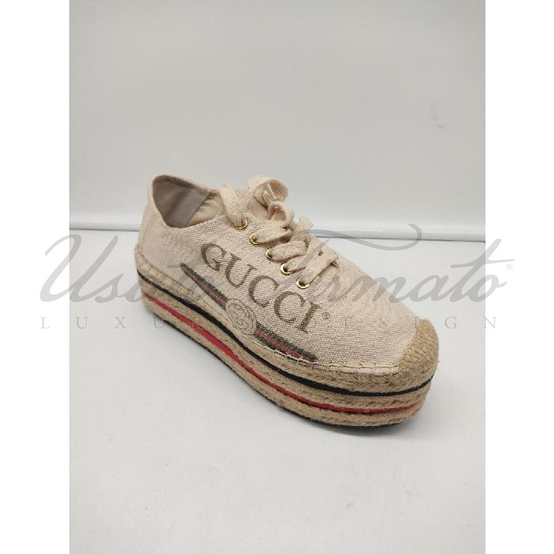 SCARPE DONNA GUCCI BEIGE TELA GG TG. 37 | Mercatino dell'Usato Roma parioli 1