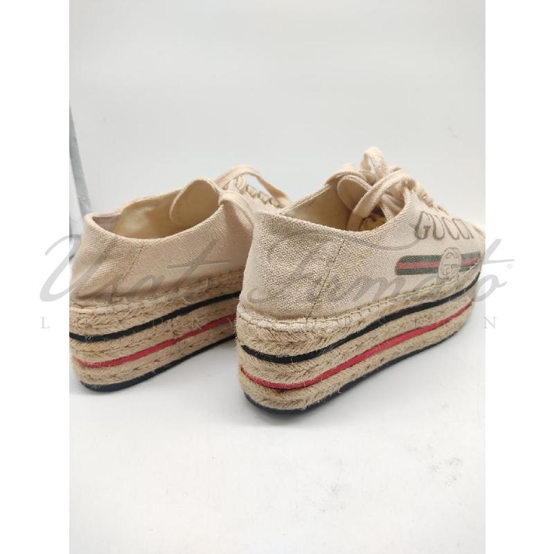 SCARPE DONNA GUCCI BEIGE TELA GG TG. 37 | Mercatino dell'Usato Roma parioli 3